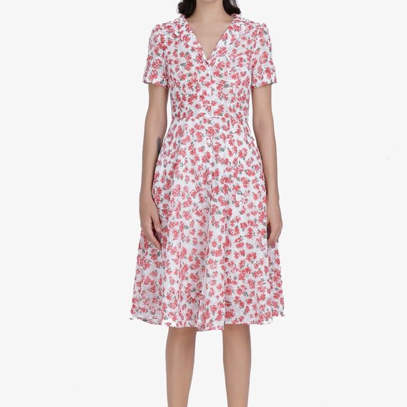 ALANTINO FLORAL PRINT COTTON SHIRT DRESS - Picture 5 of 10